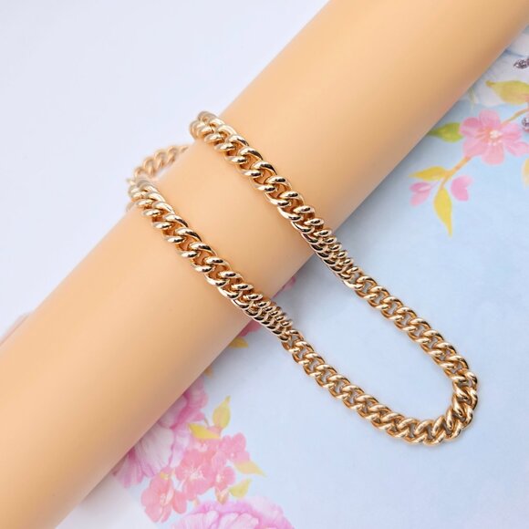 "Heavy Rose Gold Cuban Chain Necklace for Men & Women, 19.7 Inch, XPNL0083 - Picture 7 of 12